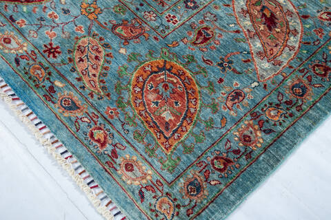 Chobi Green Hand Knotted 61 X 82 Area Rug 700-148012 Image 4