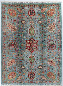 Chobi Green Hand Knotted 6'1" X 8'2"  Area Rug 700-148012