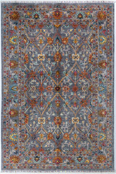 Afghan Chobi Grey Rectangle 7x10 ft Wool Carpet 148018