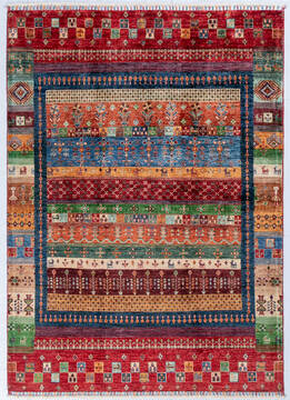 Afghan Chobi Multicolor Rectangle 5x7 ft Wool Carpet 148020