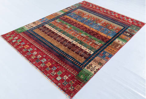 Chobi Blue Hand Knotted 54 X 67  Area Rug 700-148021 Image 10