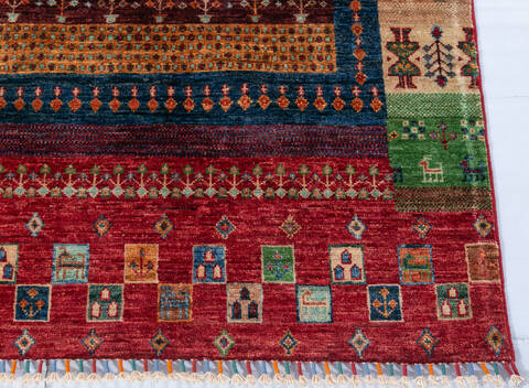 Chobi Blue Hand Knotted 54 X 67  Area Rug 700-148021 Image 11