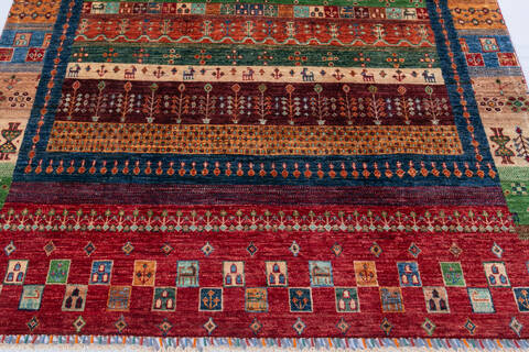 Chobi Blue Hand Knotted 54 X 67  Area Rug 700-148021 Image 12