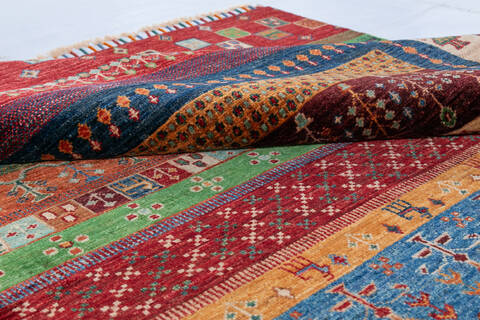 Chobi Blue Hand Knotted 54 X 67  Area Rug 700-148021 Image 14