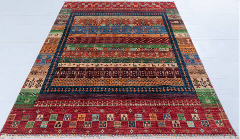 Chobi Blue Hand Knotted 54 X 67  Area Rug 700-148021 Image 9