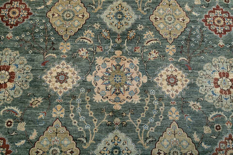 Chobi Green Hand Knotted 80 X 910  Area Rug 700-148043 Image 3