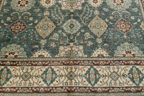 Chobi Green Hand Knotted 80 X 910  Area Rug 700-148043 Image 4
