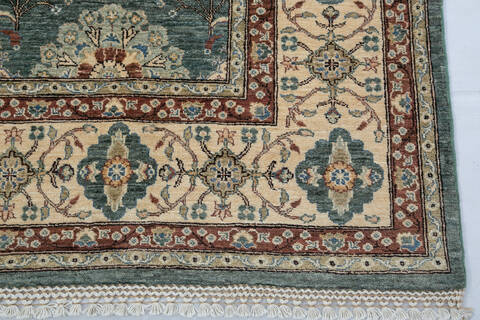 Chobi Green Hand Knotted 80 X 910  Area Rug 700-148043 Image 5