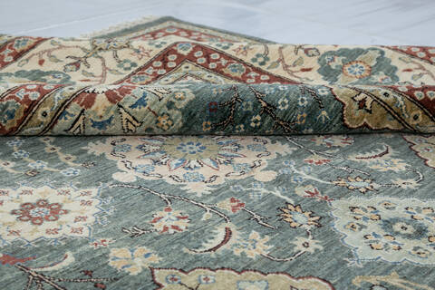 Chobi Green Hand Knotted 80 X 910  Area Rug 700-148043 Image 6