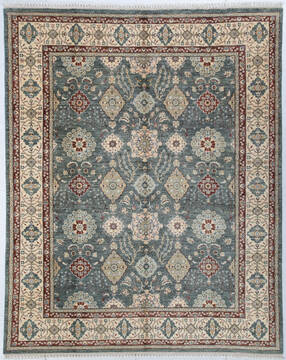 Chobi Green Hand Knotted 8'0" X 9'10"  Area Rug 700-148043