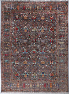 Chobi Brown Hand Knotted 9'0" X 12'2"  Area Rug 700-148044