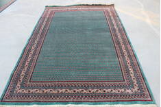 Indian vintage Green Rectangle 5x8 ft Wool Carpet 148048