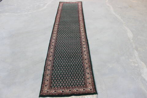 Vintage Green Runner Hand Knotted 23 X 100  Area Rug 902-148049 Image 0
