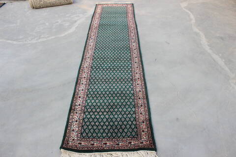 Vintage Green Runner Hand Knotted 23 X 100  Area Rug 902-148050 Image 0