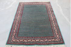 Indian vintage Green Rectangle 4x6 ft Wool Carpet 148052
