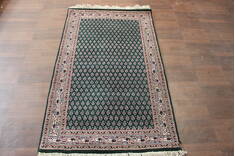 Vintage Green Hand Knotted 3'1" X 5'1"  Area Rug 902-148057