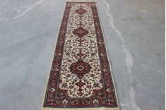 Kashan Beige Runner Hand Knotted 2'6" X 10'0"  Area Rug 902-148059