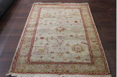 Kashan Beige Hand Knotted 4'6" X 6'6"  Area Rug 902-148060