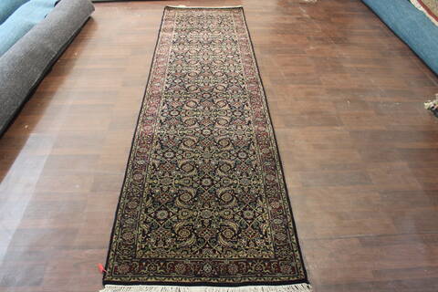 Kashan Black Runner Hand Knotted 26 X 100  Area Rug 902-148061 Image 0