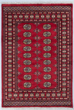 Pakistani Bokhara Red Rectangle 4x6 ft Wool Carpet 148064