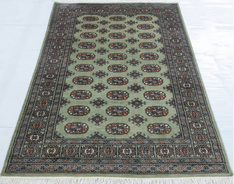 Bokhara Green Hand Knotted 41 X 60 Area Rug 700-148073 Image 1