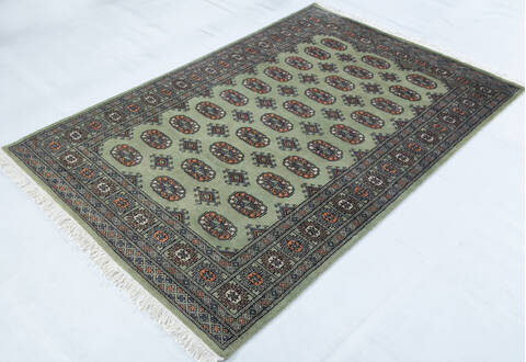Bokhara Green Hand Knotted 41 X 60 Area Rug 700-148073 Image 2