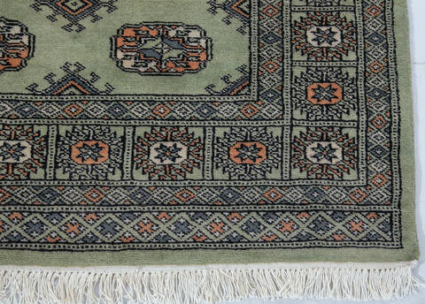 Bokhara Green Hand Knotted 41 X 60 Area Rug 700-148073 Image 3