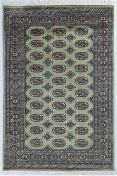 Bokhara Green Hand Knotted 4'1" X 6'0"  Area Rug 700-148073