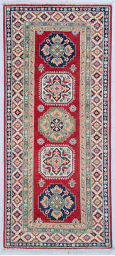 Afghan Kazak Red Runner 6 ft and Smaller Wool Carpet 148089