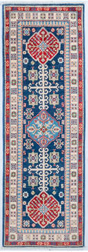 Afghan Kazak Blue Runner 6 to 9 ft Wool Carpet 148090