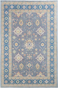 Afghan Kazak Light Gray Rectangle 7x10 ft Wool Carpet 148093
