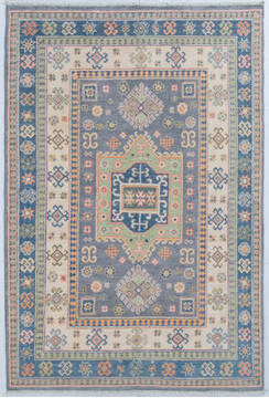 Kazak Light Gray Hand Knotted 4'2" X 6'2"  Area Rug 700-148095