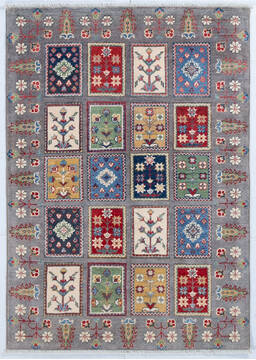 Afghan Kazak Light Gray Rectangle 3x5 ft Wool Carpet 148096