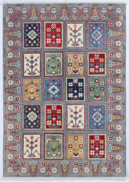 Kazak Light Gray Hand Knotted 3'4" X 4'9"  Area Rug 700-148096