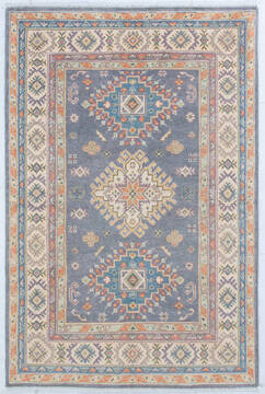 Kazak Light Gray Hand Knotted 4'1" X 6'2"  Area Rug 700-148097