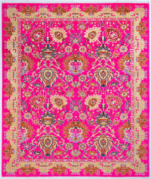 Chobi Purple Hand Knotted 8'5" X 9'11"  Area Rug 700-148098