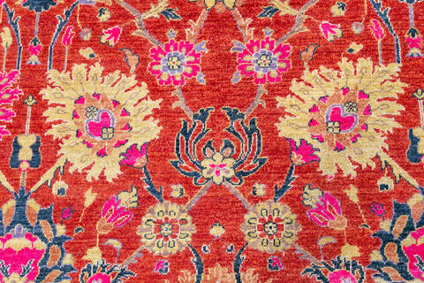Chobi Orange Hand Knotted 82 X 101 Area Rug 700-148099 Image 2