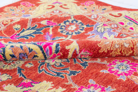 Chobi Orange Hand Knotted 82 X 101 Area Rug 700-148099 Image 5