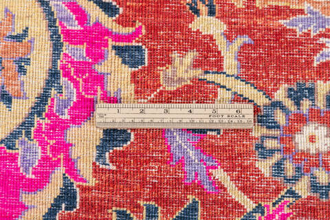 Chobi Orange Hand Knotted 82 X 101  Area Rug 700-148099 Image 7