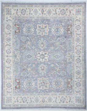 Afghan Chobi Light Gray Rectangle 8x10 ft Wool Carpet 148100