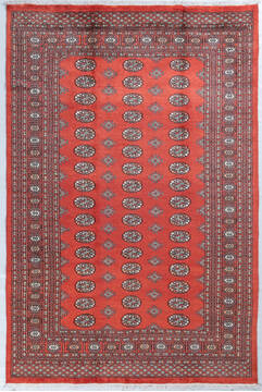 Pakistani Bokhara Orange Rectangle 6x9 ft Wool Carpet 148103