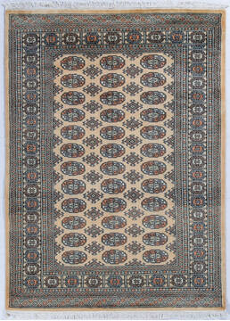 Pakistani Bokhara Beige Rectangle 4x6 ft Wool Carpet 148106