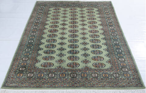 Bokhara Green Hand Knotted 49 X 68 Area Rug 700-148108 Image 1