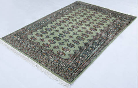 Bokhara Green Hand Knotted 49 X 68 Area Rug 700-148108 Image 2