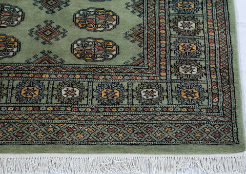 Bokhara Green Hand Knotted 49 X 68 Area Rug 700-148108 Image 3