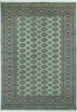 Bokhara Green Hand Knotted 6'2" X 8'11"  Area Rug 700-148110