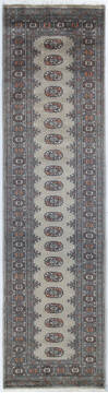 Pakistani Bokhara Green Runner 10 to 12 ft Wool Carpet 148111