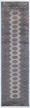 Pakistani Bokhara Grey Runner 10 to 12 ft Wool Carpet 148112