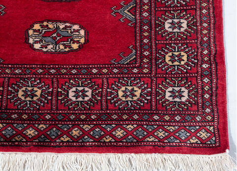 Bokhara Red Runner Hand Knotted 27 X 120 Area Rug 700-148114 Image 2
