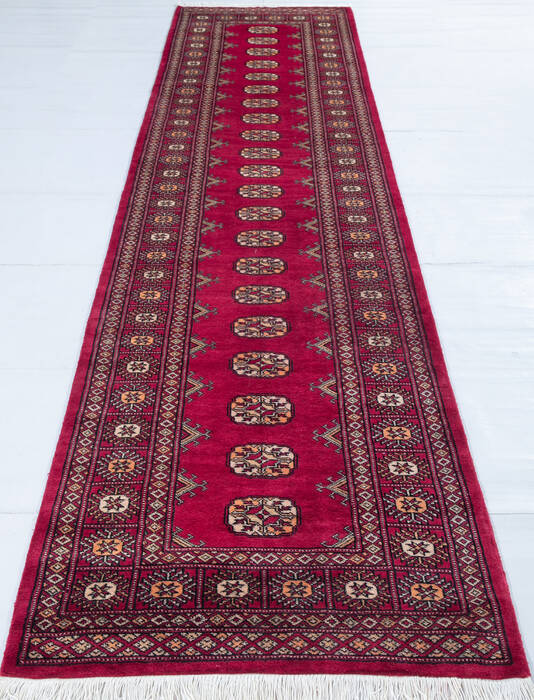 Bokhara Red Runner Hand Knotted 28 X 100 Area Rug 700-148115 Image 1